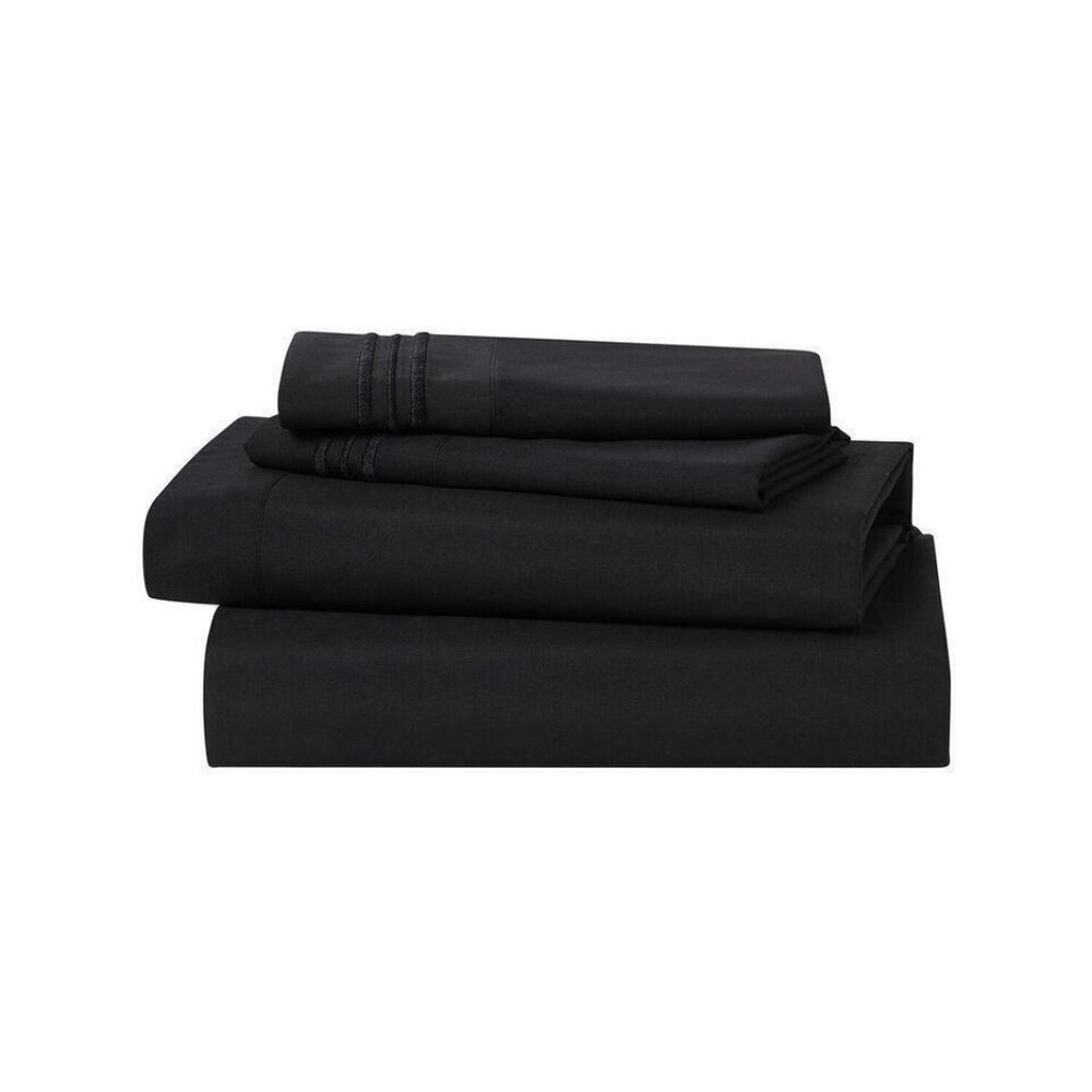 Sally Collection Egyptian Comfort Sheet Set black King (U.S. Standard))